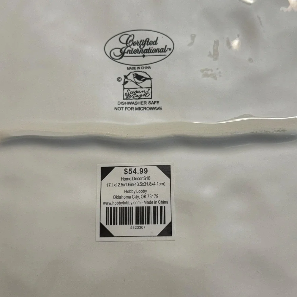 Certified International Susan Winget Feed & Seed Blue Dot Oval Platter 17